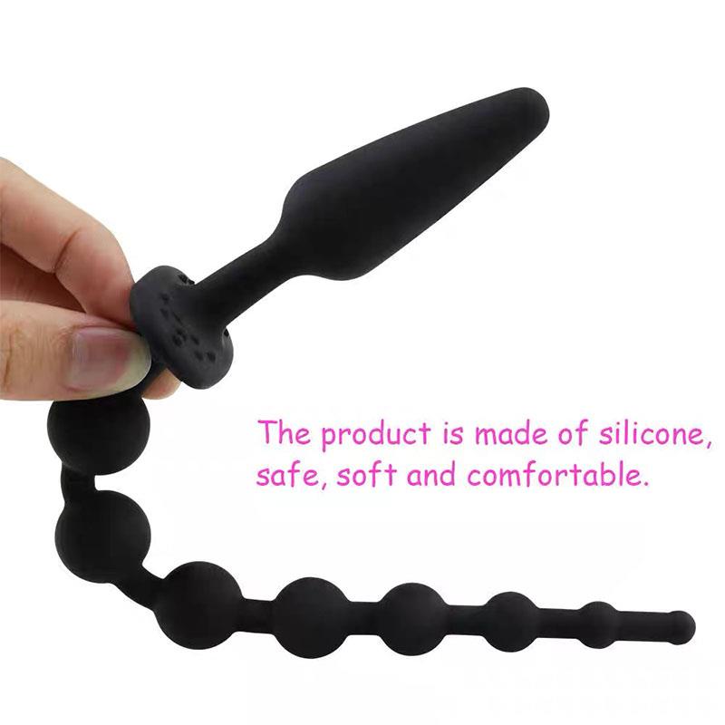 A-GUSTO - PLUG ANAL CON CADENA ANAL SILICONA NEGRO