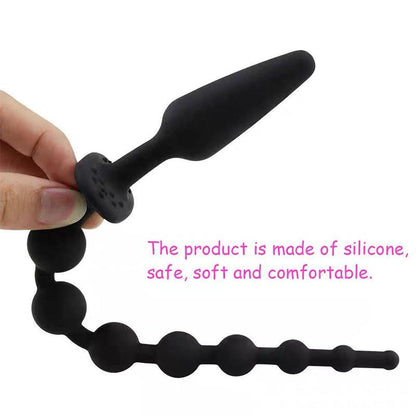 A-GUSTO - PLUG ANAL CON CADENA ANAL SILICONA NEGRO