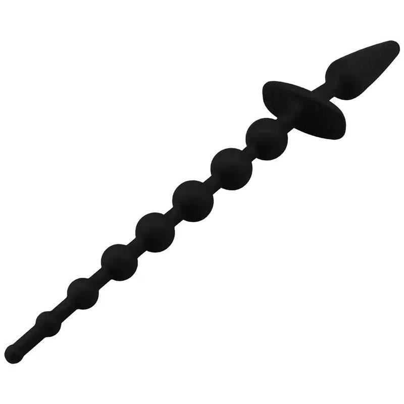 A-GUSTO - PLUG ANAL CON CADENA ANAL SILICONA NEGRO