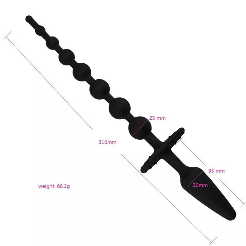 A-GUSTO - PLUG ANAL CON CADENA ANAL SILICONA NEGRO