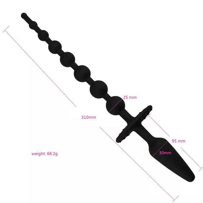 A-GUSTO - PLUG ANAL CON CADENA ANAL SILICONA NEGRO