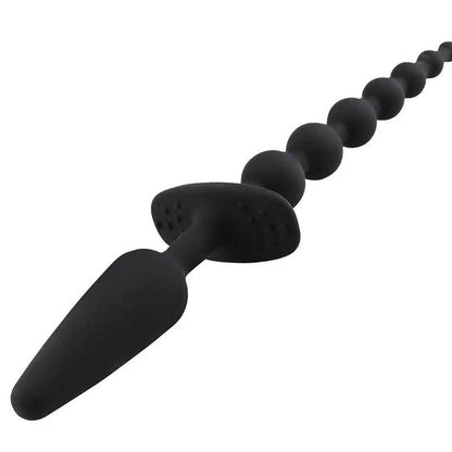A-GUSTO - PLUG ANAL CON CADENA ANAL SILICONA NEGRO