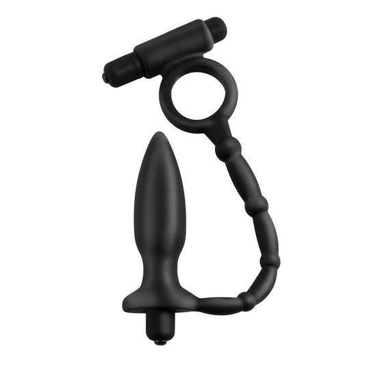 ANAL FANTASY COLLECT. - PLUG ANAL CON CADENA Y VIBRACIÓN ASS-KICKER NEGRO