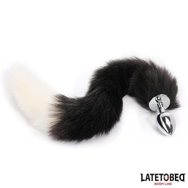 LATETOBED BDSM LINE - PLUG ANAL CON COLA BLANCO Y NEGRO 40 CM