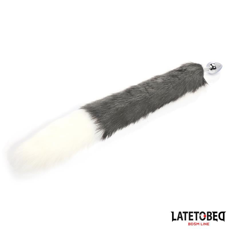 LATETOBED BDSM LINE - PLUG ANAL CON COLA BLANCO Y NEGRO 40 CM