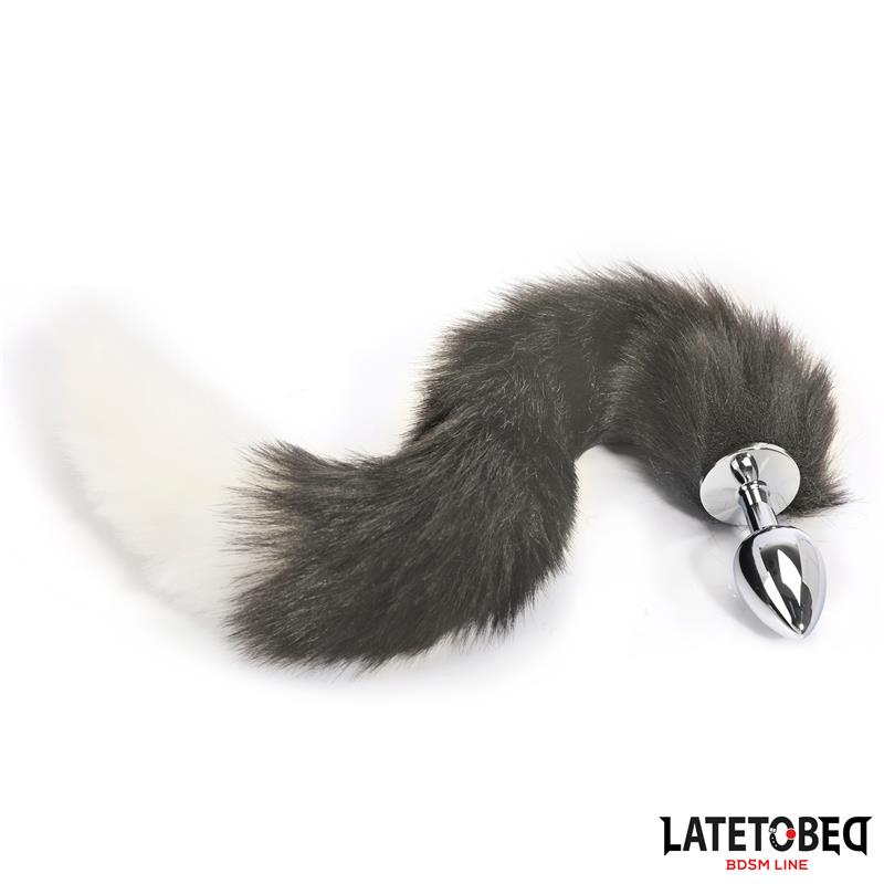 LATETOBED BDSM LINE - PLUG ANAL CON COLA BLANCO Y NEGRO 40 CM