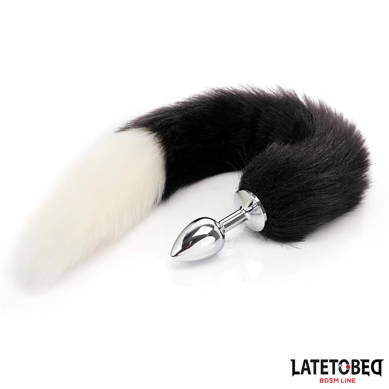 LATETOBED BDSM LINE - PLUG ANAL CON COLA BLANCO Y NEGRO 40 CM