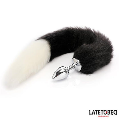 LATETOBED BDSM LINE - PLUG ANAL CON COLA BLANCO Y NEGRO 40 CM