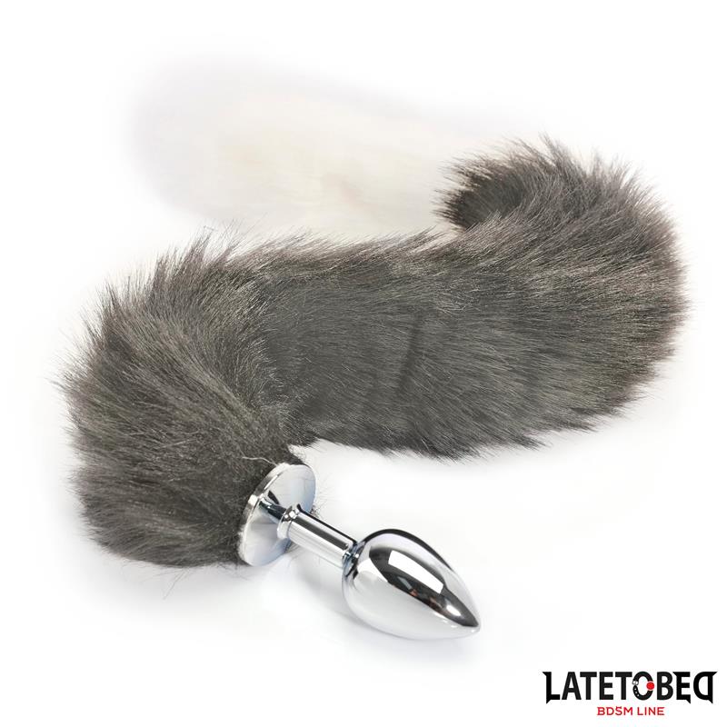 LATETOBED BDSM LINE - PLUG ANAL CON COLA BLANCO Y NEGRO 40 CM