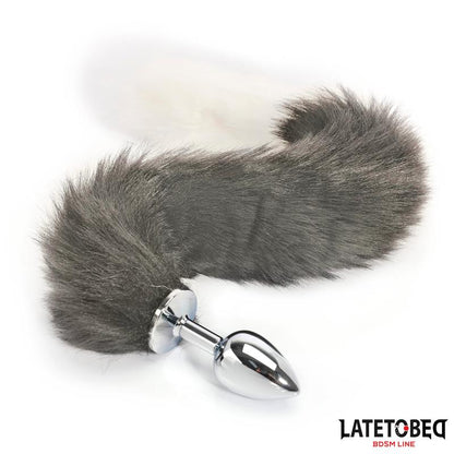 LATETOBED BDSM LINE - PLUG ANAL CON COLA BLANCO Y NEGRO 40 CM