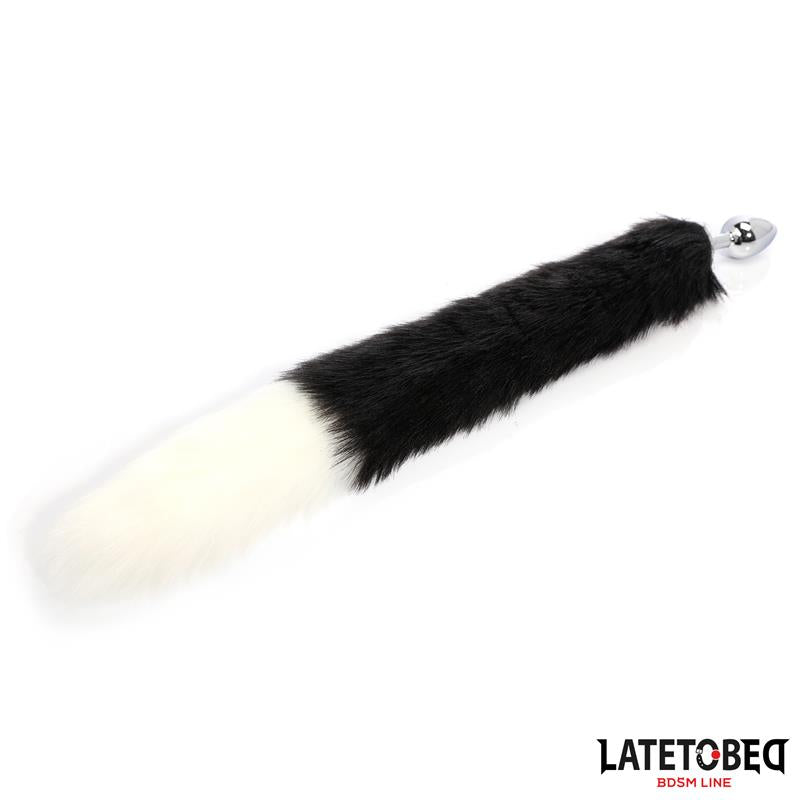 LATETOBED BDSM LINE - PLUG ANAL CON COLA BLANCO Y NEGRO 40 CM