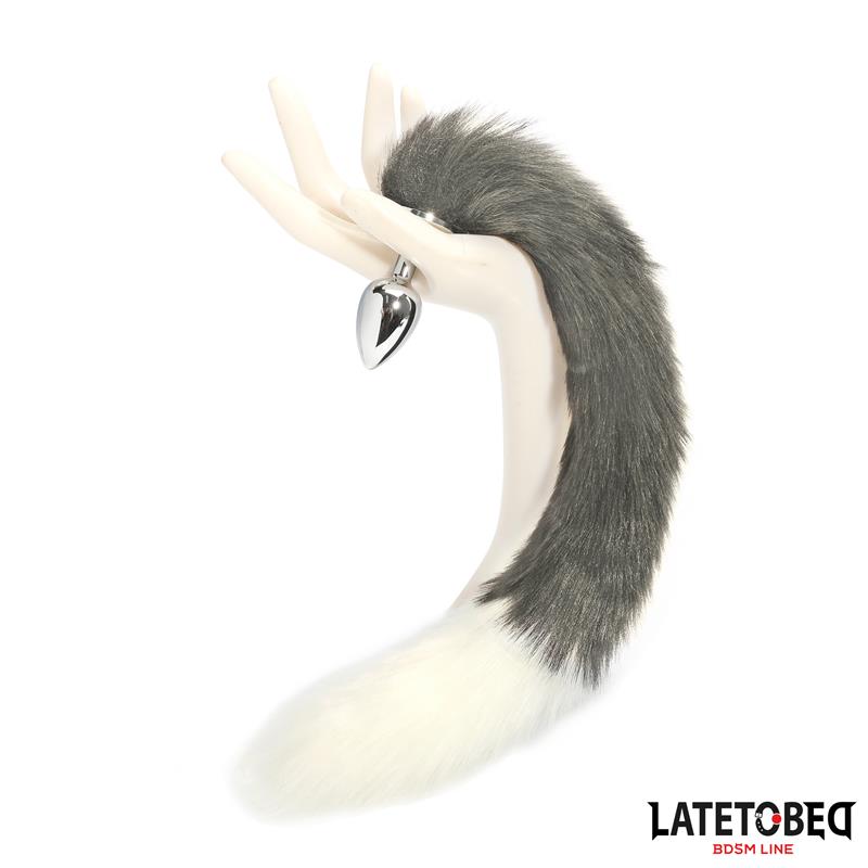 LATETOBED BDSM LINE - PLUG ANAL CON COLA BLANCO Y NEGRO 40 CM