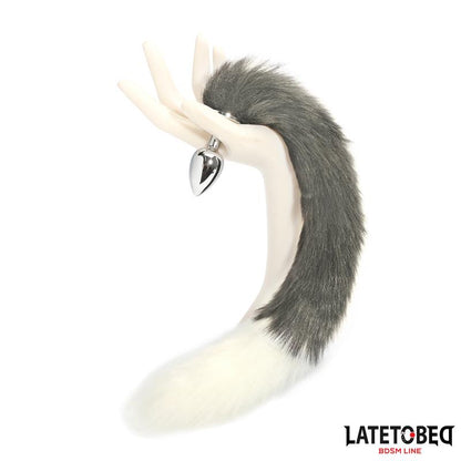 LATETOBED BDSM LINE - PLUG ANAL CON COLA BLANCO Y NEGRO 40 CM