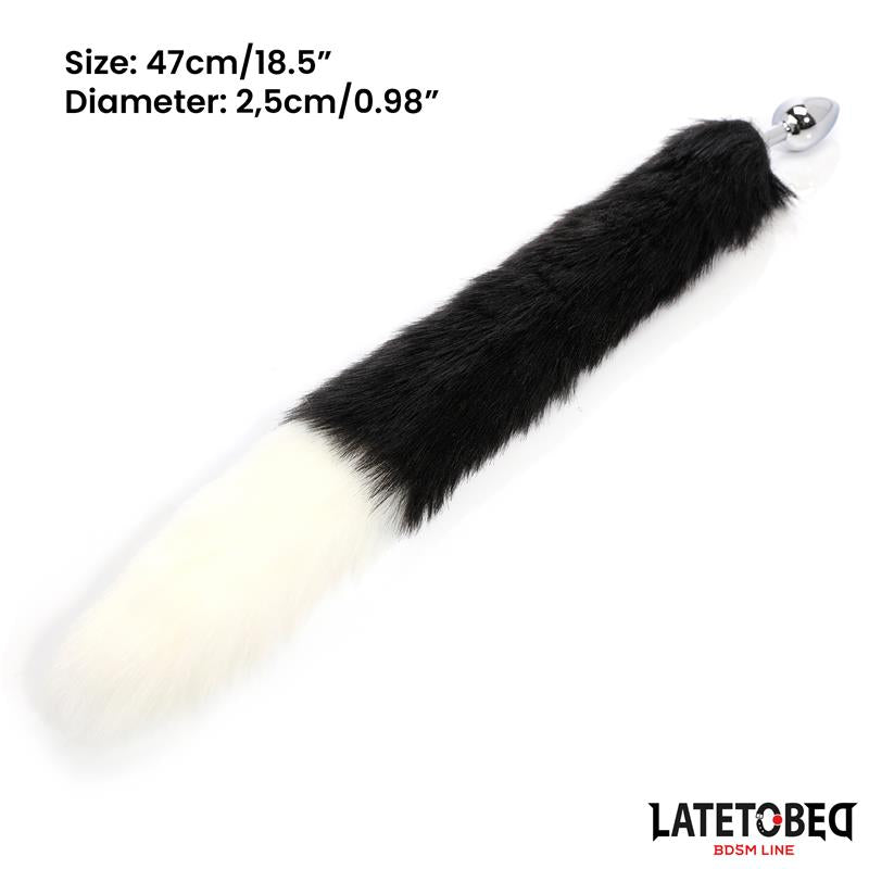 LATETOBED BDSM LINE - PLUG ANAL CON COLA BLANCO Y NEGRO 40 CM