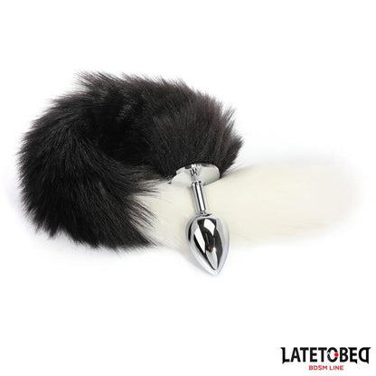 LATETOBED BDSM LINE - PLUG ANAL CON COLA BLANCO Y NEGRO 40 CM