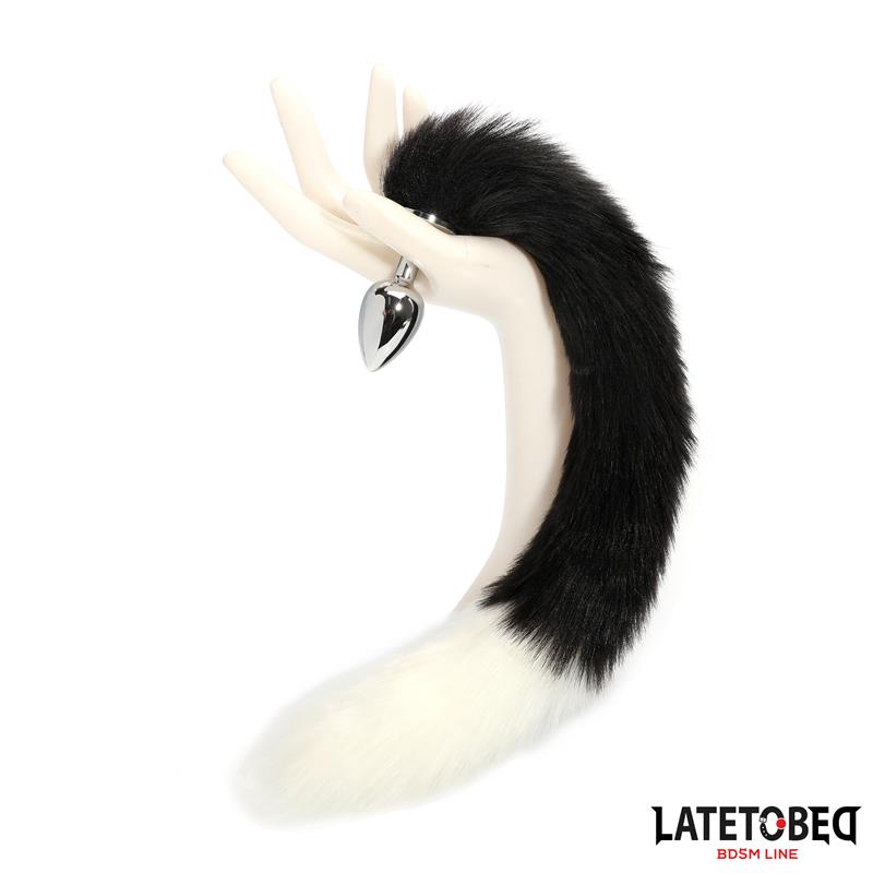 LATETOBED BDSM LINE - PLUG ANAL CON COLA BLANCO Y NEGRO 40 CM