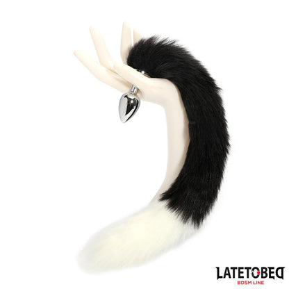 LATETOBED BDSM LINE - PLUG ANAL CON COLA BLANCO Y NEGRO 40 CM