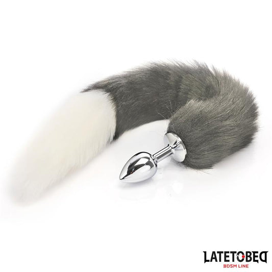 LATETOBED BDSM LINE - PLUG ANAL CON COLA BLANCO Y NEGRO 40 CM