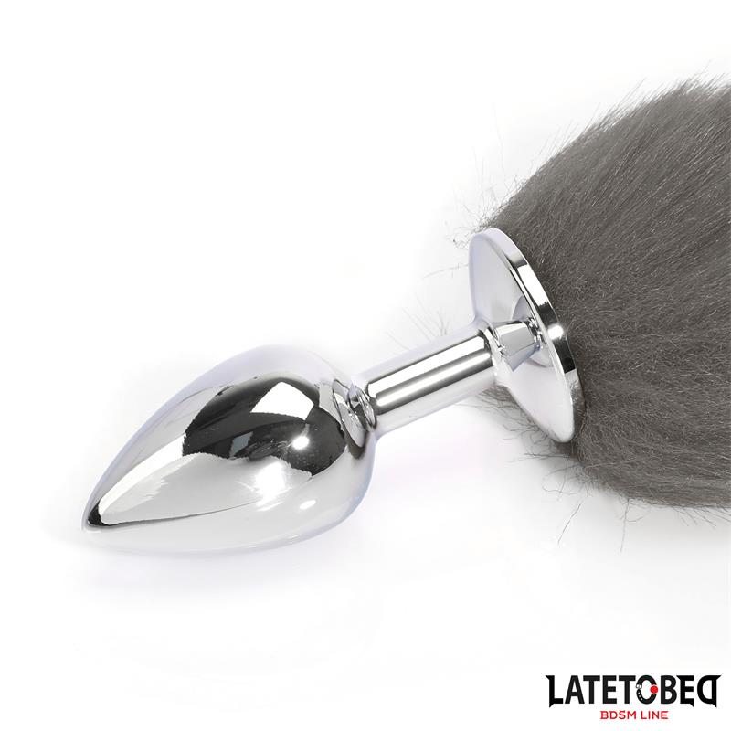 LATETOBED BDSM LINE - PLUG ANAL CON COLA BLANCO Y NEGRO 40 CM