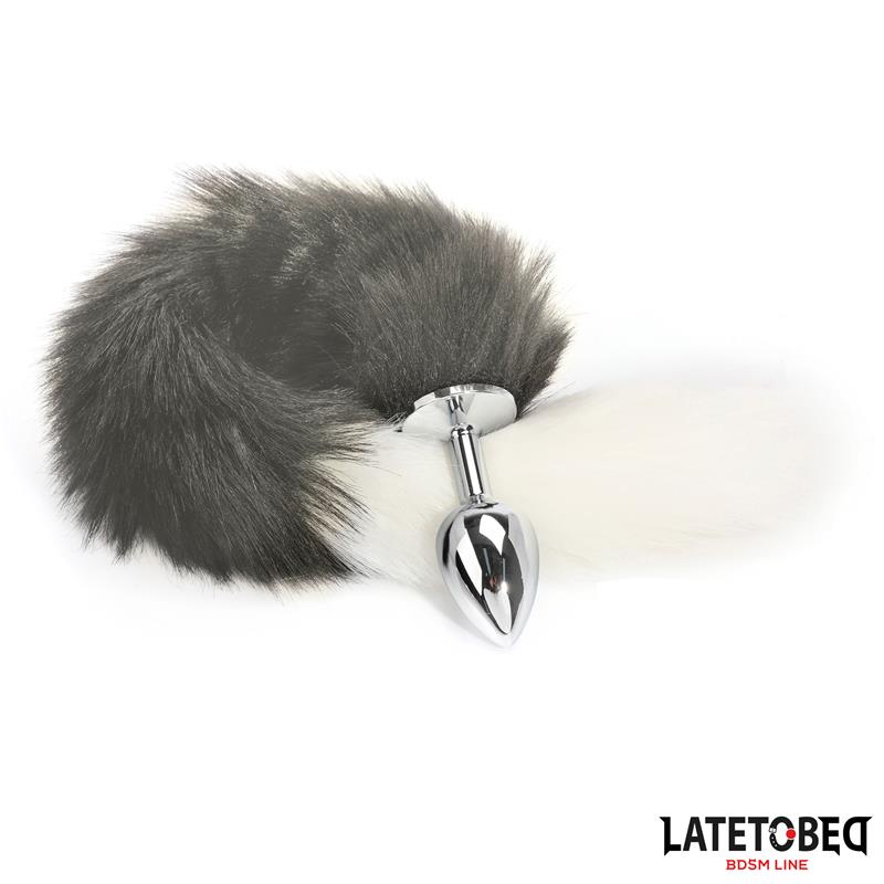 LATETOBED BDSM LINE - PLUG ANAL CON COLA BLANCO Y NEGRO 40 CM