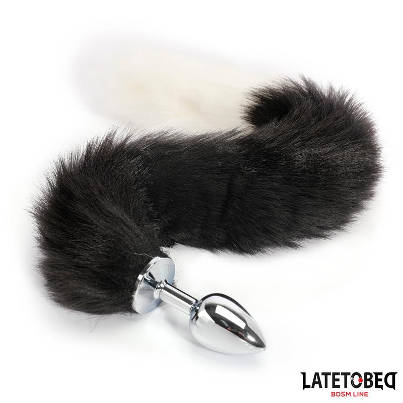 LATETOBED BDSM LINE - PLUG ANAL CON COLA BLANCO Y NEGRO 40 CM