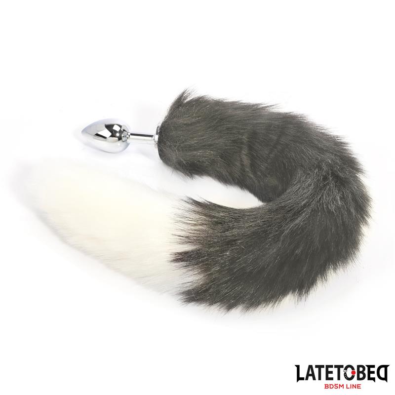 LATETOBED BDSM LINE - PLUG ANAL CON COLA BLANCO Y NEGRO 40 CM