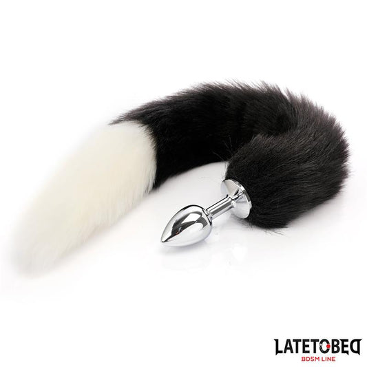 LATETOBED BDSM LINE - PLUG ANAL CON COLA BLANCO Y NEGRO 40 CM