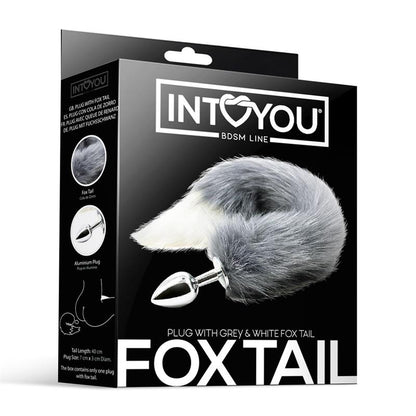 INTOYOU BDSM LINE - PLUG ANAL CON COLA DE ZORRO GRIS Y BLANCO