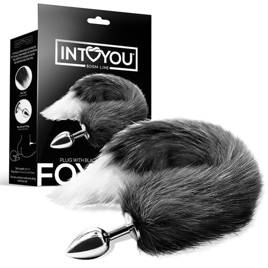 INTOYOU BDSM LINE - PLUG ANAL CON COLA DE ZORRO NEGRO Y BLANCO