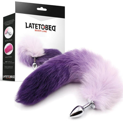 LATETOBED BDSM LINE - PLUG ANAL CON COLA DE ZORRO PÚRPURA Y BLANCO TALLA S