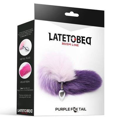 LATETOBED BDSM LINE - PLUG ANAL CON COLA DE ZORRO PÚRPURA Y BLANCO TALLA S