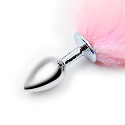 LATETOBED BDSM LINE - PLUG ANAL CON COLA DE ZORRO ROSA Y BLANCA TALLA S