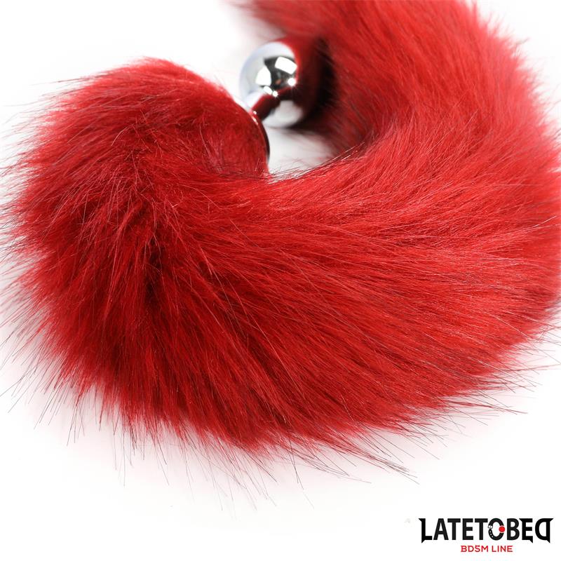 LATETOBED BDSM LINE - PLUG ANAL CON COLA ROJO VINO 40 CM