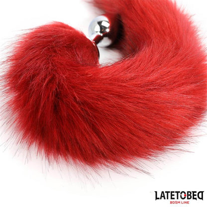 LATETOBED BDSM LINE - PLUG ANAL CON COLA ROJO VINO 40 CM