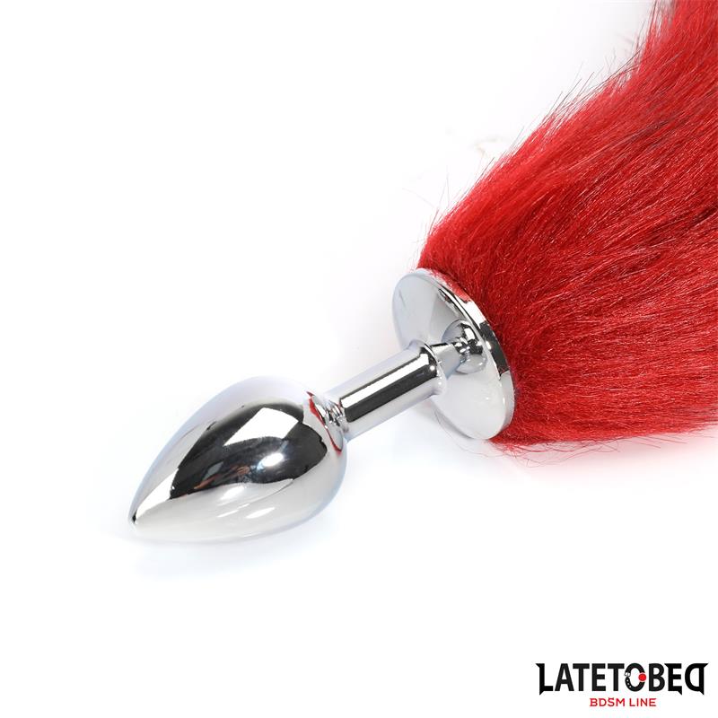 LATETOBED BDSM LINE - PLUG ANAL CON COLA ROJO VINO 40 CM