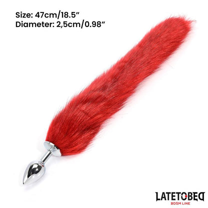 LATETOBED BDSM LINE - PLUG ANAL CON COLA ROJO VINO 40 CM