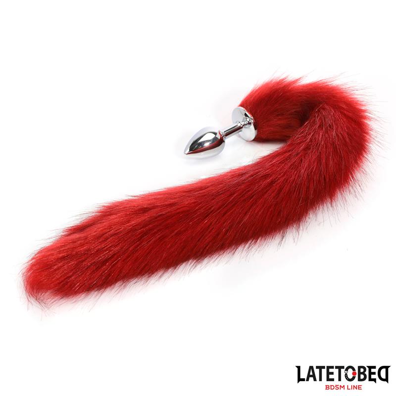 LATETOBED BDSM LINE - PLUG ANAL CON COLA ROJO VINO 40 CM