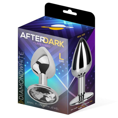 AFTERDARK - PLUG ANAL CON JOYA COLOR BLANCO DIAMANTE TALLA L ALUMINIO