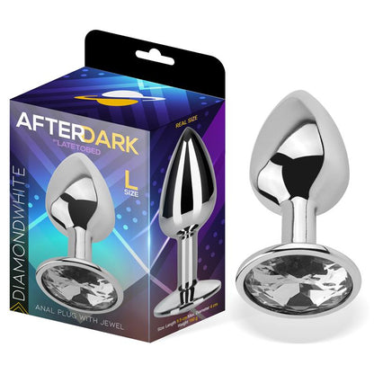 AFTERDARK - PLUG ANAL CON JOYA COLOR BLANCO DIAMANTE TALLA L ALUMINIO