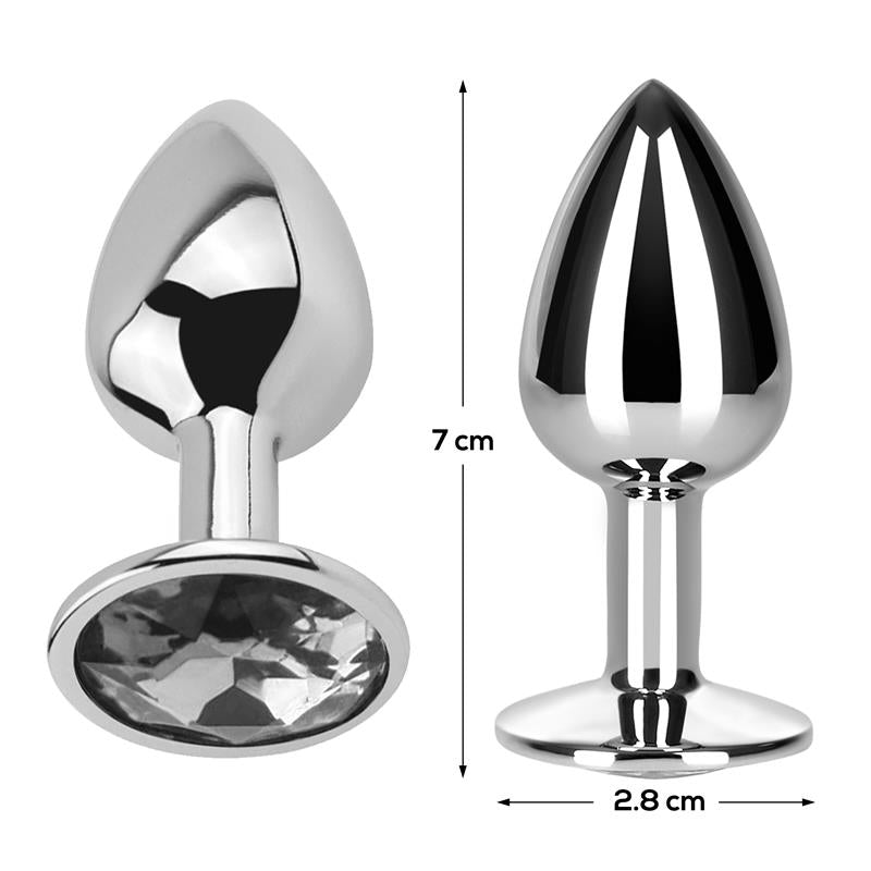 AFTERDARK - PLUG ANAL CON JOYA COLOR BLANCO DIAMANTE TALLA S ALUMINIO
