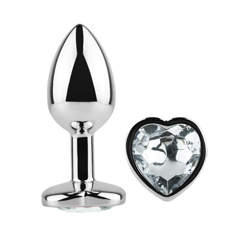 AFTERDARK - PLUG ANAL CON JOYA DE CORAZÓN BLANCO TALLA L