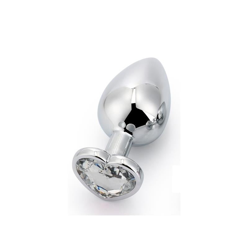 AFTERDARK - PLUG ANAL CON JOYA DE CORAZÓN BLANCO TALLA L