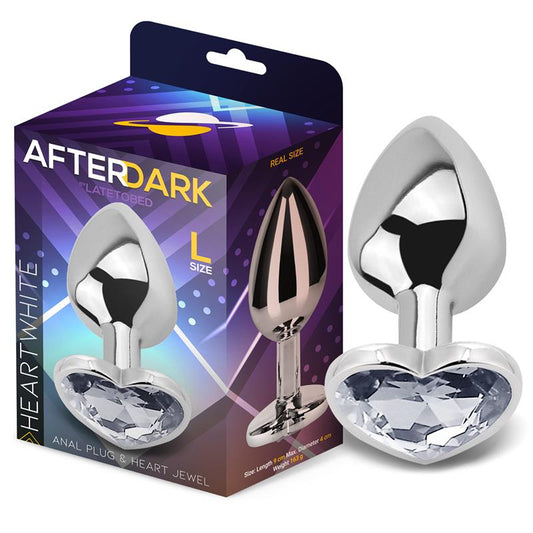 AFTERDARK - PLUG ANAL CON JOYA DE CORAZÓN BLANCO TALLA L