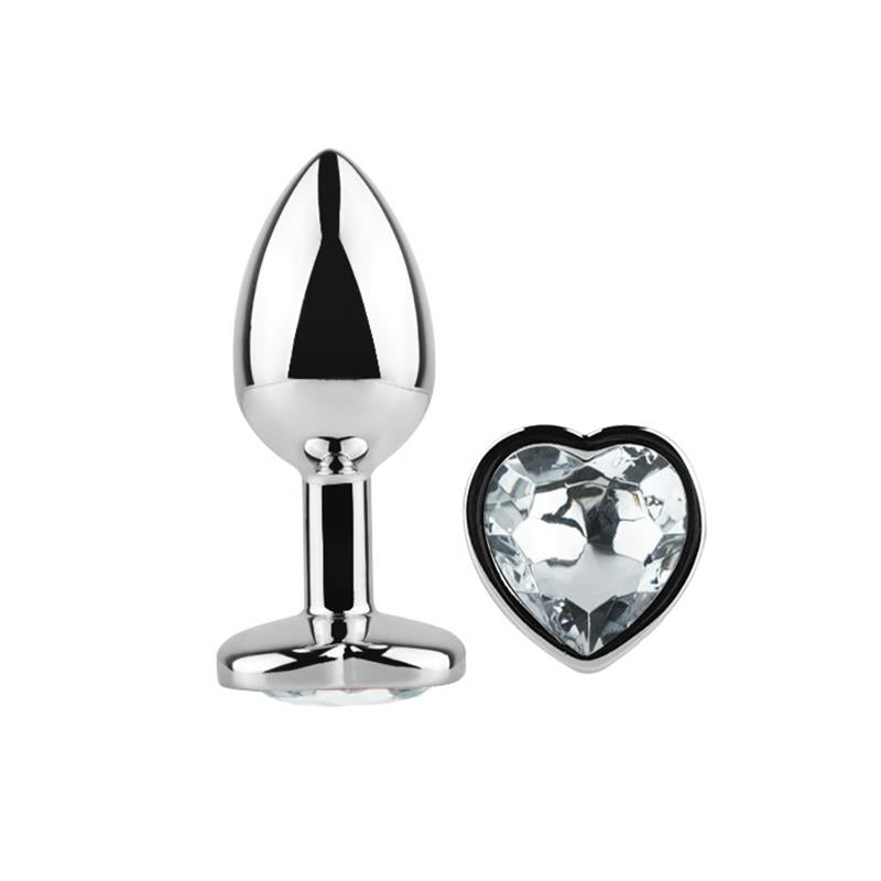 AFTERDARK - PLUG ANAL CON JOYA DE CORAZÓN BLANCO TALLA M
