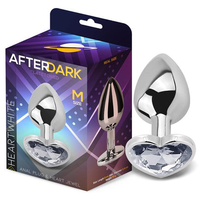 AFTERDARK - PLUG ANAL CON JOYA DE CORAZÓN BLANCO TALLA M