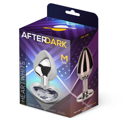 AFTERDARK - PLUG ANAL CON JOYA DE CORAZÓN BLANCO TALLA M