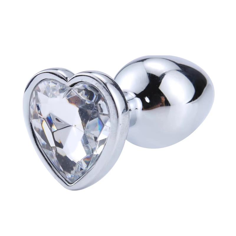 AFTERDARK - PLUG ANAL CON JOYA DE CORAZÓN BLANCO TALLA S