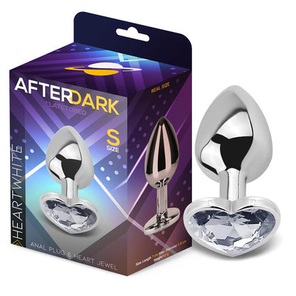 AFTERDARK - PLUG ANAL CON JOYA DE CORAZÓN BLANCO TALLA S