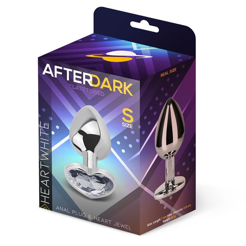 AFTERDARK - PLUG ANAL CON JOYA DE CORAZÓN BLANCO TALLA S