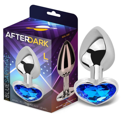 AFTERDARK - PLUG ANAL CON JOYA DE CORAZÓN BLUE SAPPHIRE TALLA L